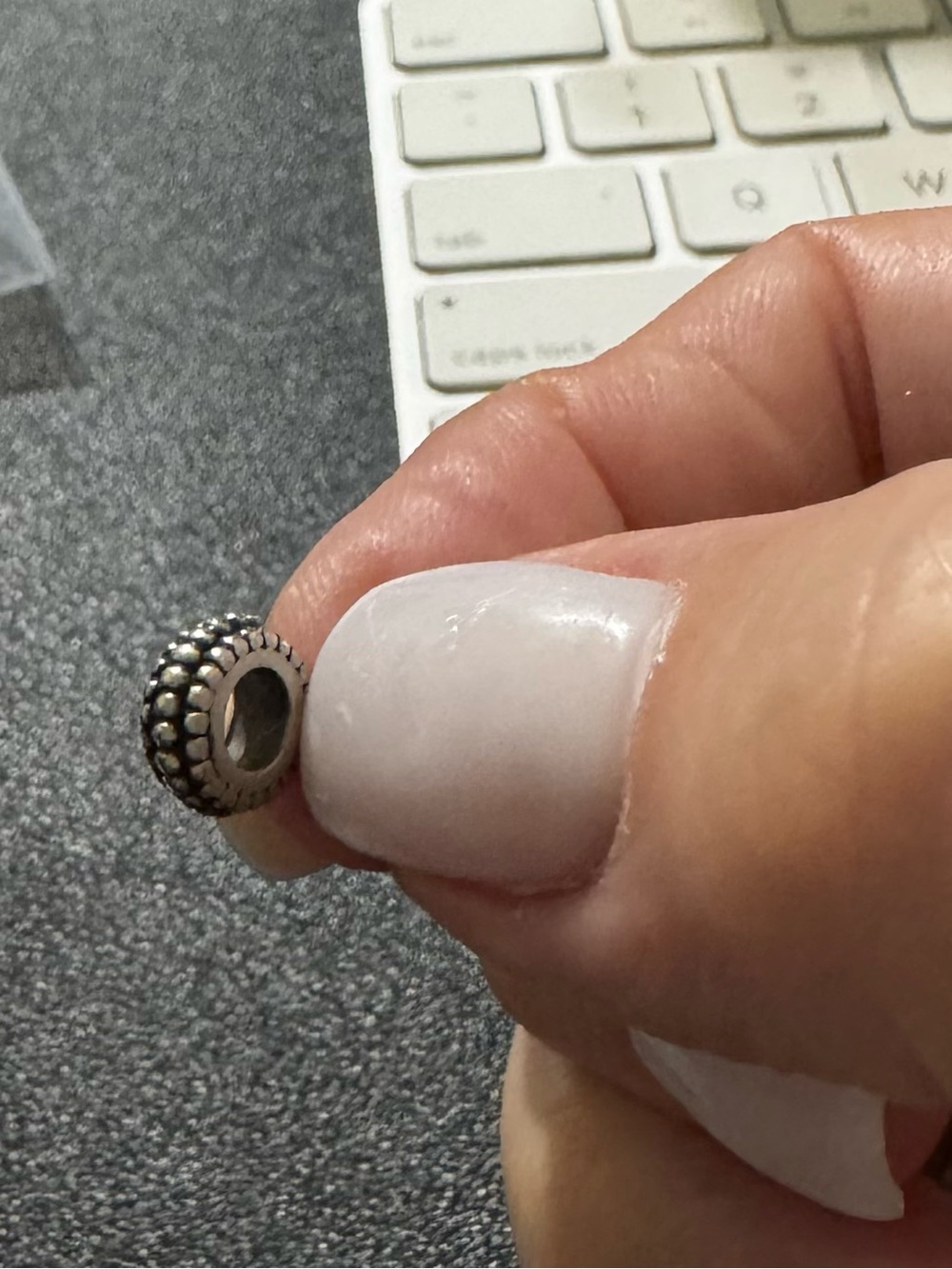 Sterling Silver Beaded Spacer Charm - Silver